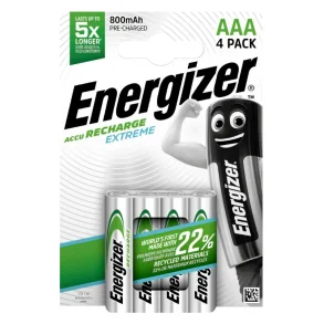4 x Energizer AAA Ni-MH 800mAh Extreme Rechargeable Batteries
