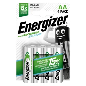 4x Energizer AA Ni-MH 2300mAh Extreme Rechargeable Batteries